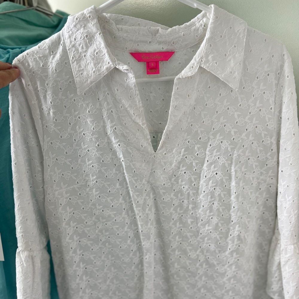 Lilly Pulitzer White Eyelet Tunic Top – Size S